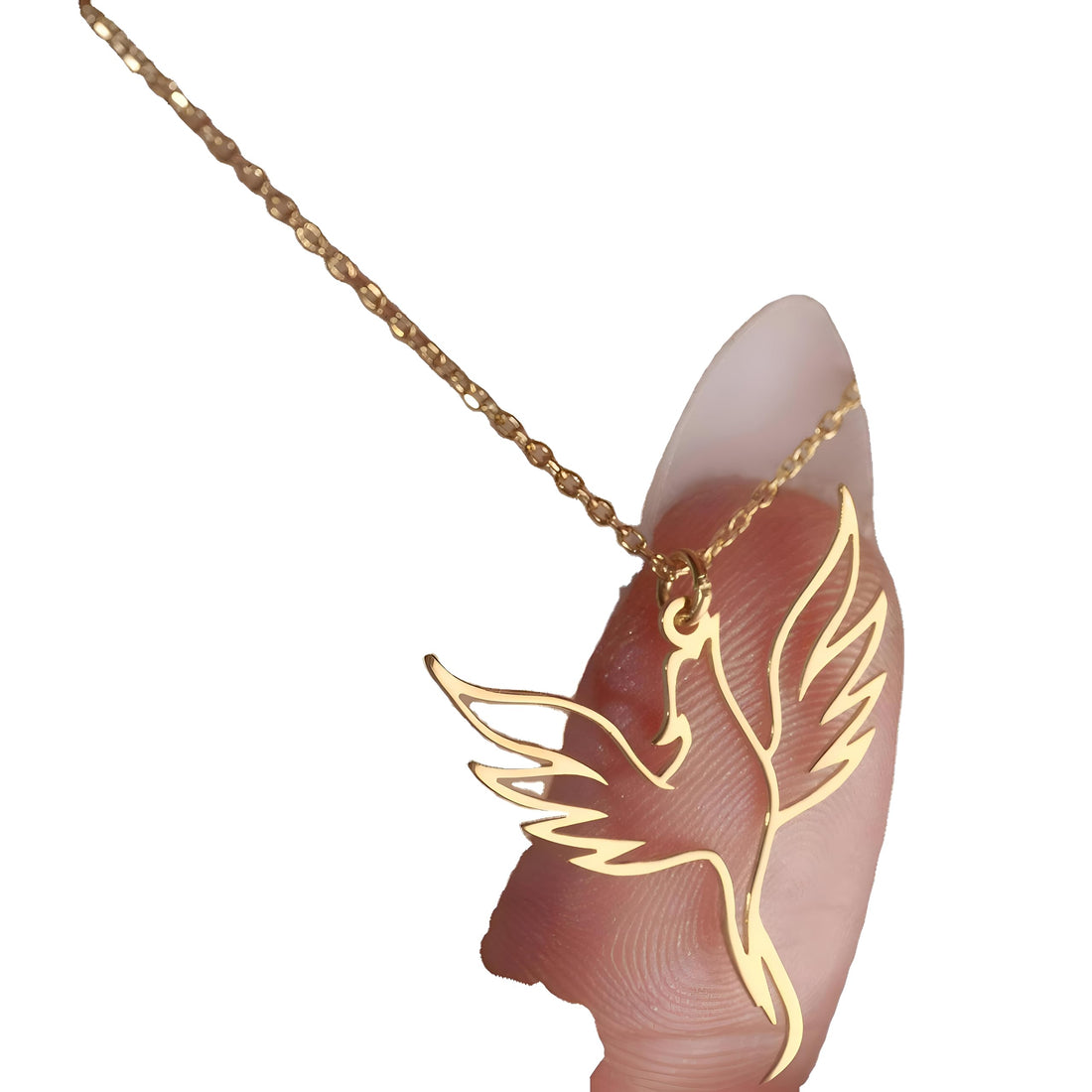 Golden Phoenix Pendant - 100% Pure 14K Yellow Gold Plated, Artisan Crafted with Delicate Wings and Timeless Elegance