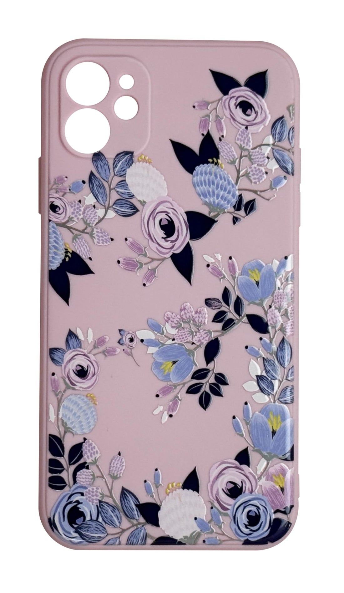 Mobile Magic Silicon Soft Case Microfiber Lining with 3D Flowers Prints For Apple iphone 11 6.1 Inch (Pink Flowers)