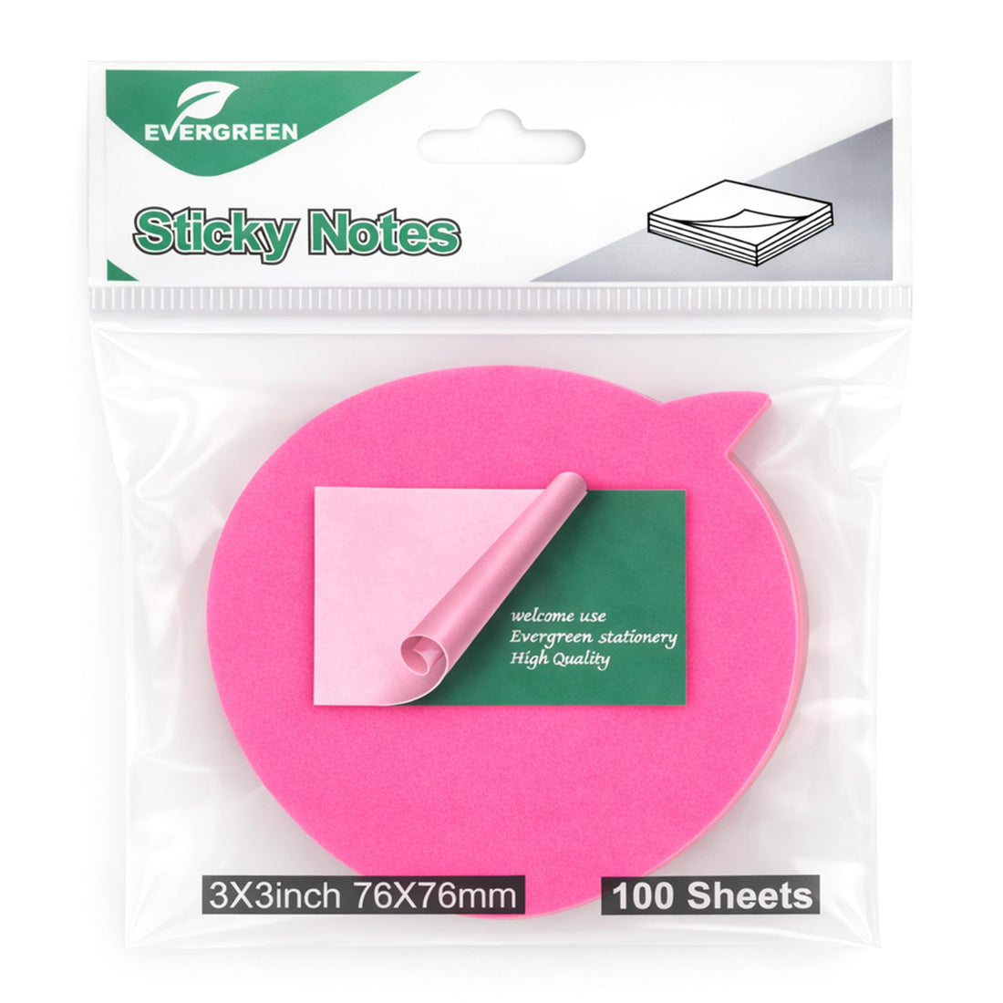 Evergreen - Sticky Notes, Memo Paper Suitable For School & Home, Reminder Paper For Taking Notes, Set Of 100 Sheet, 3 IN X 3 IN, 76 MM X 76 MM (Bubble, Multicolor)