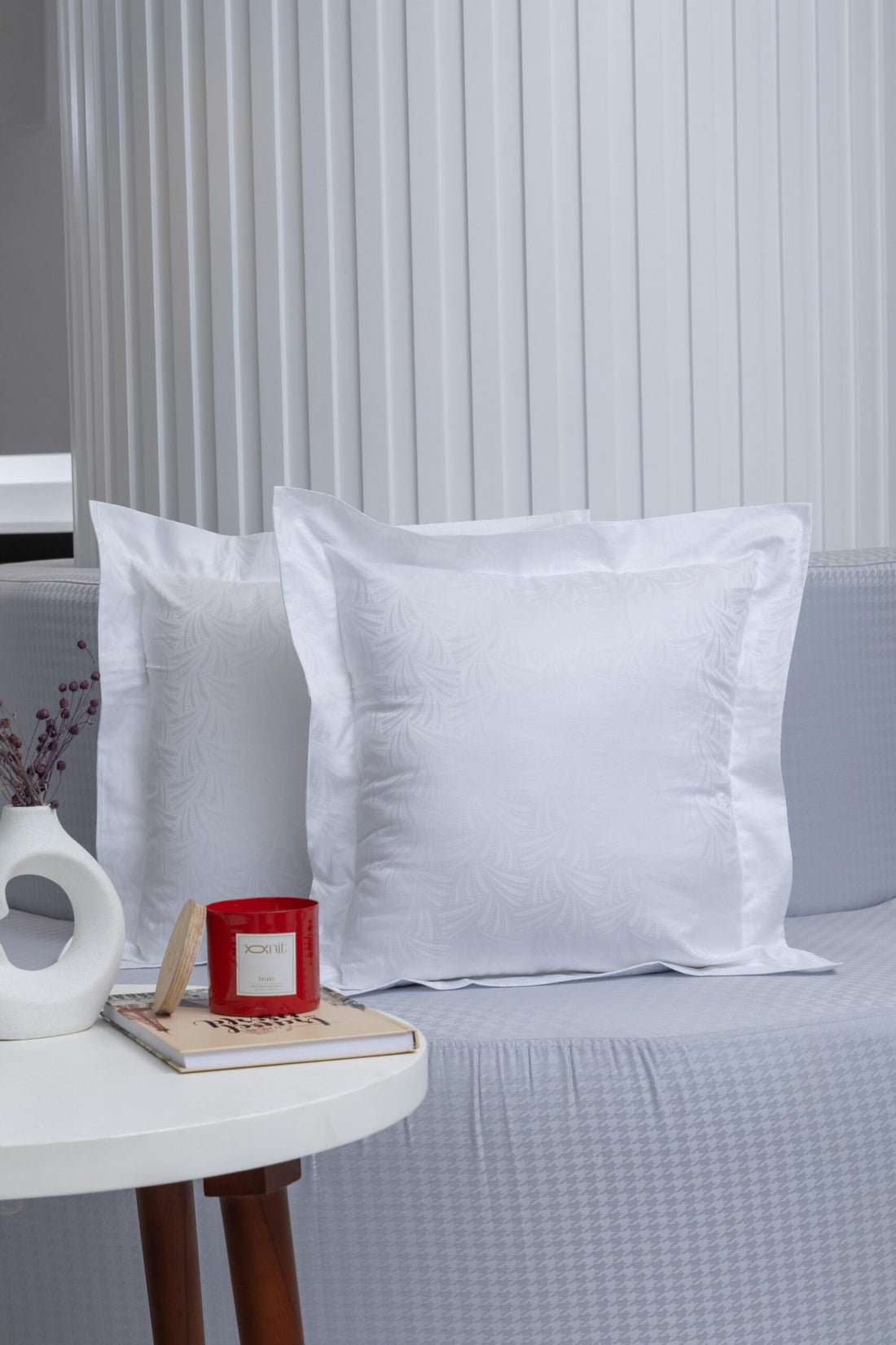 nit - Set Of 2 Off White Cushion -Jacquard - (800 TC) 100% Egyptian Cotton