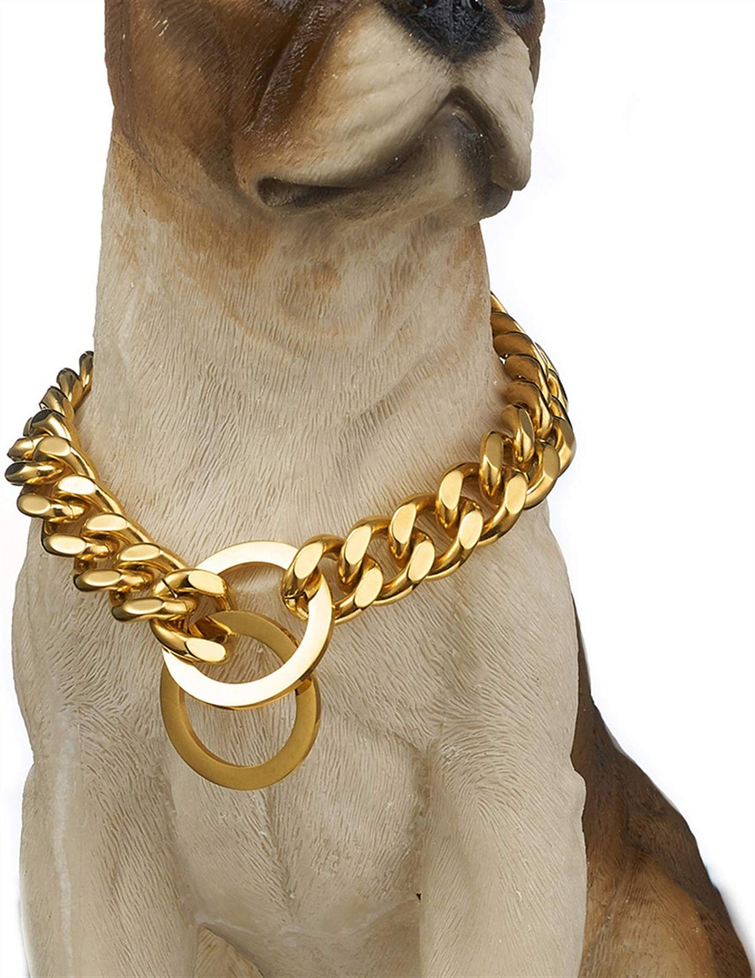 Stainless Steel Dog Collar Collar For Small Medium Large Dogs, Heavy Duty Cuban Dog Collar Chain Strong Metal Links Slip Chain Collar (Color : Gold 12mm, Size : 55cm/22inch)