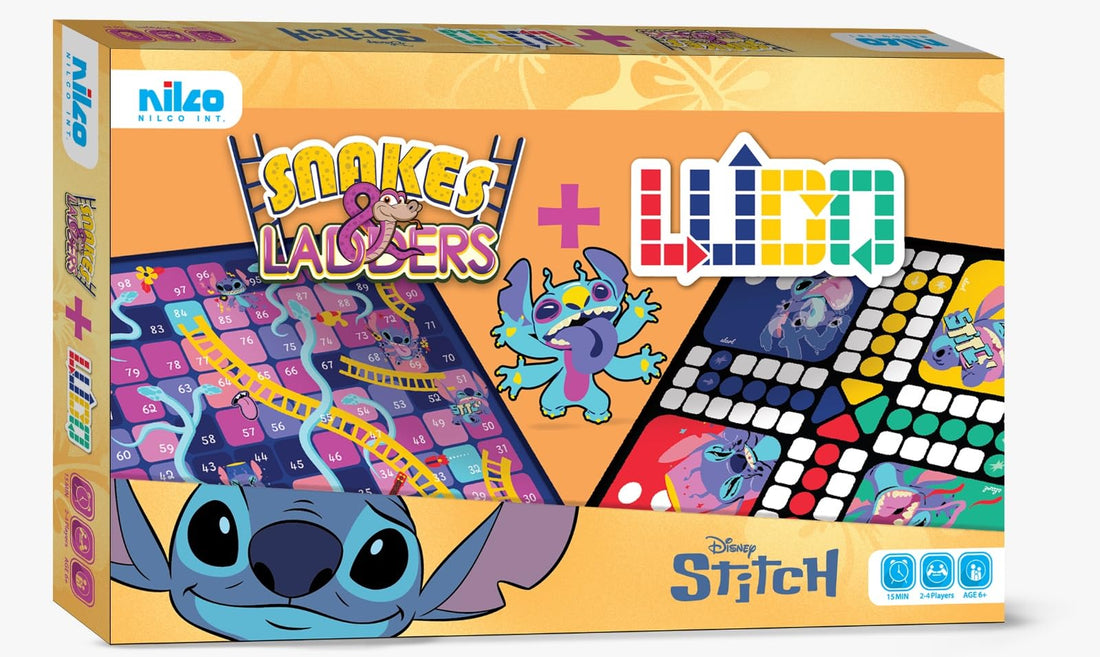 Nilco Disney Stitch 2-in-1 Snakes-Ladders and Ludo Game
