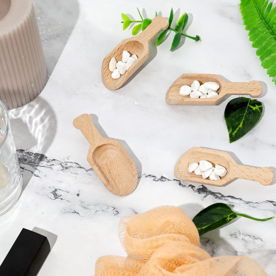 Mini Bamboo Spoons for Bath Salts, Wooden Dessert Spoon, Coffee Spoon, 4 Tbsp Washing Powders, Spices, Sugar Peeling, Salts