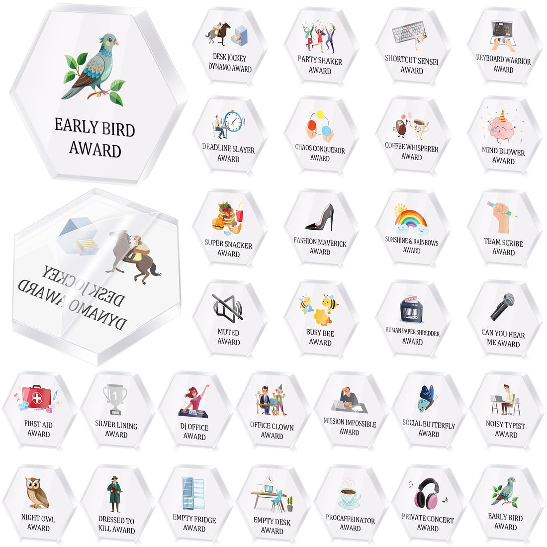 30Pcs Funny Employee Appreciation Awards Gifts Bulk Acrylic Trophy Medallions, Thank You Rewards Gifts for Adults Coworker Recognition Office Team Staff Appreciation Supplies