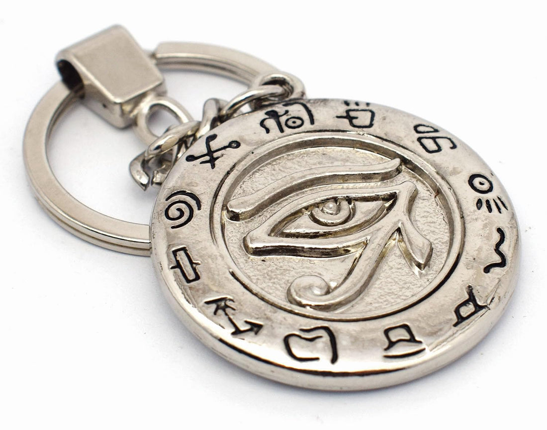 immatgar pharaonic Tutankhamun and horus Eye keychain Egyptian souvenirs gifts from egypt Authentic Pharaoh (Silver)