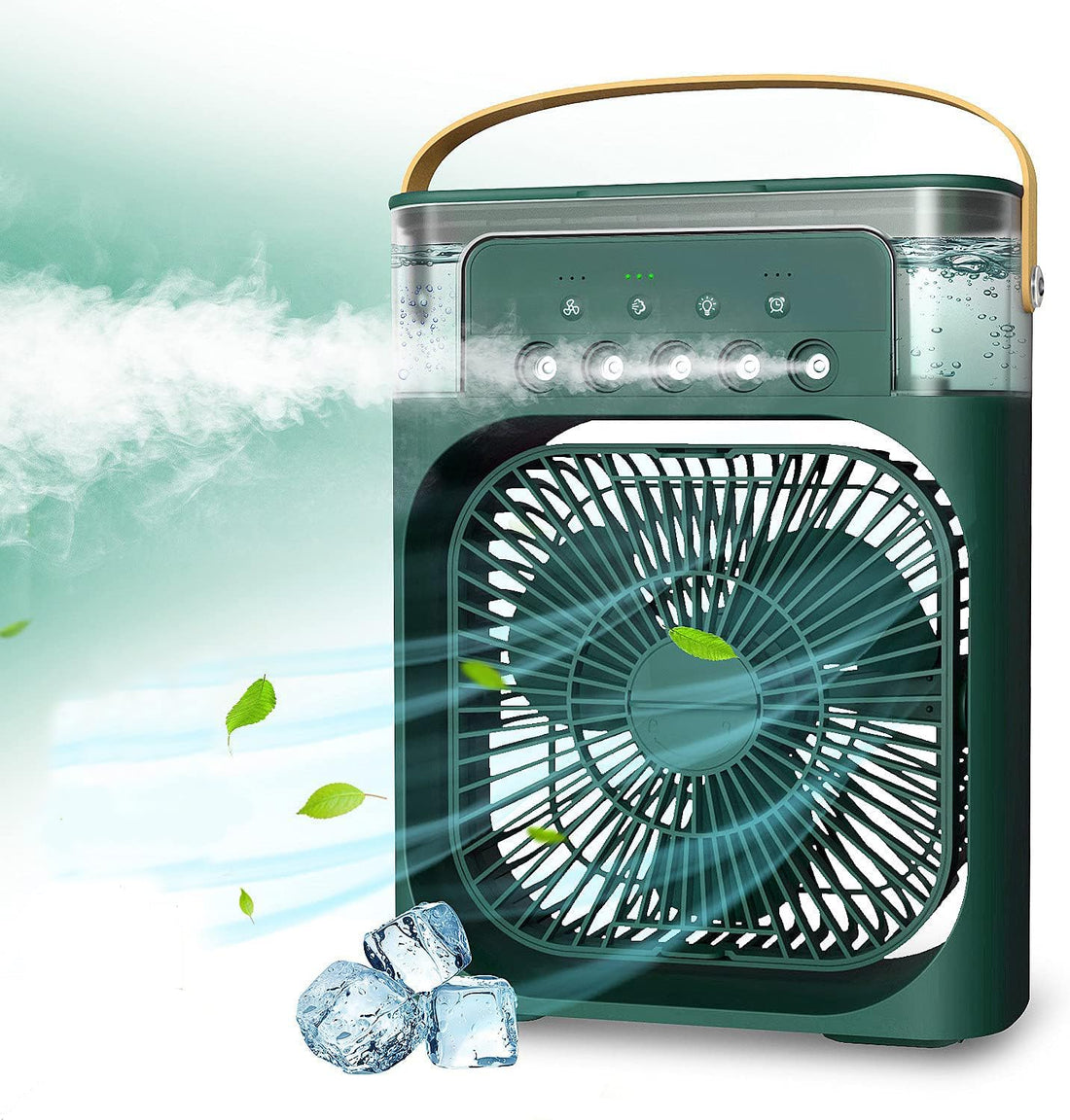 USB Table Air Conditioner Arctic 3 Speed Cooler with Water Vaporizer Timer and Tank with LED Light Colors (Green)