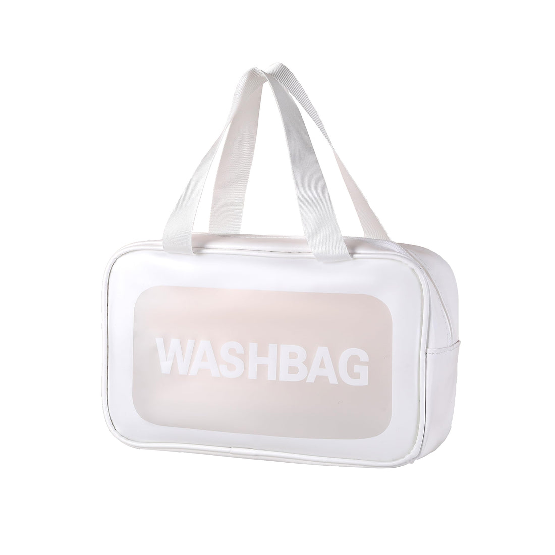 Qupzsen Travel Toiletry Bag for Women and Men - Matte Translucent Bag with Handy Handle - Makeup Cosmetic Organizer for Travel Toiletries Accessories, White, 1