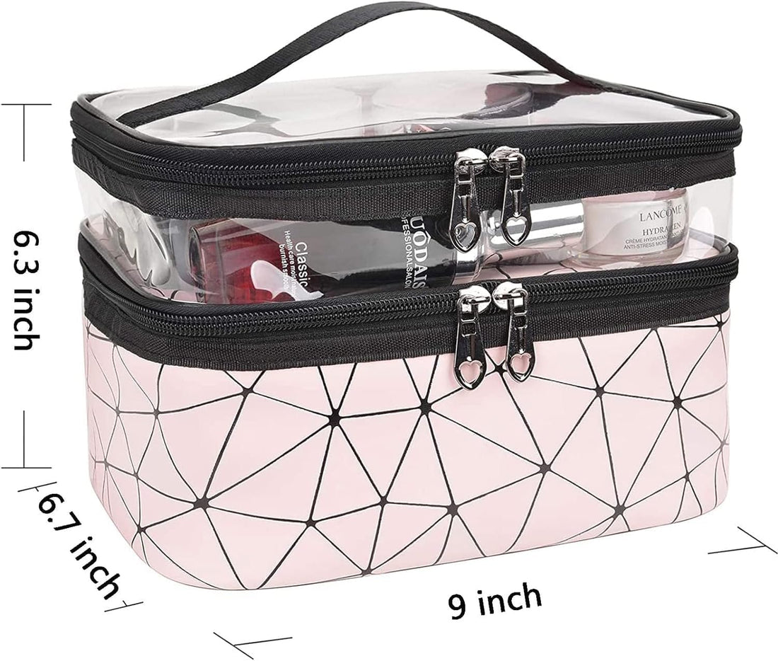 Stylish and Practical Makeup Bag Modern Design Double Zipper Perfect for Travel Toiletry Organizer