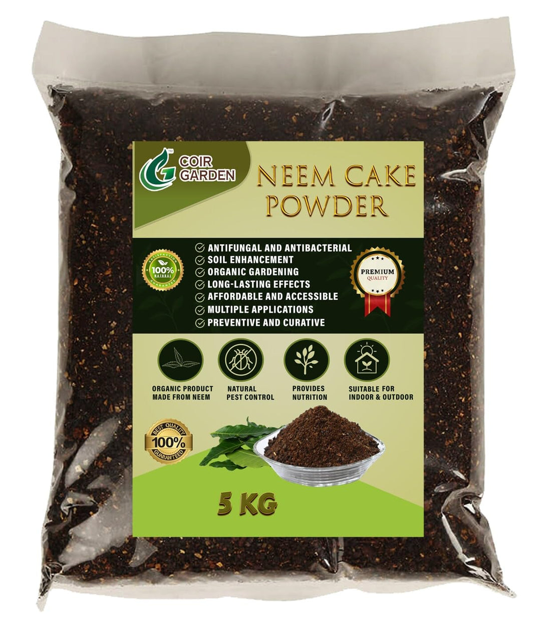 COIR GARDEN - Neem Cake Powder for Plants (5 KG) - Organic Fertilizer & Pest Repellent For Plants Growth for Home and Garden | Rich in Nutrients and Soil Conditioner for Plants