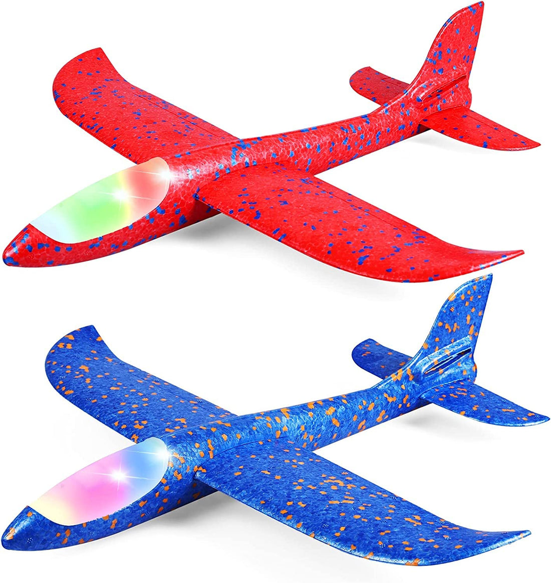 ECVV Glider Plane, 2 Pack 17.5" Large Throwing Foam Airplane Toys Manual Circling Functions Aeroplane Gliders Best Outdoor Fun for 3 4 5 6 7 8 Year Old Boys Girls Kids Blue & Red