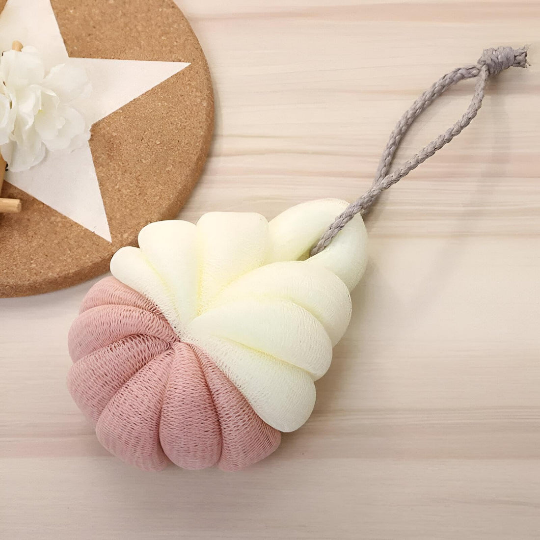 Gentle Bath Sponge - 4-piece Large Mesh Bath Sponge Set, Soft and Durable Body Scrubber, Available in Multiple Colors, Chic Rose Shape