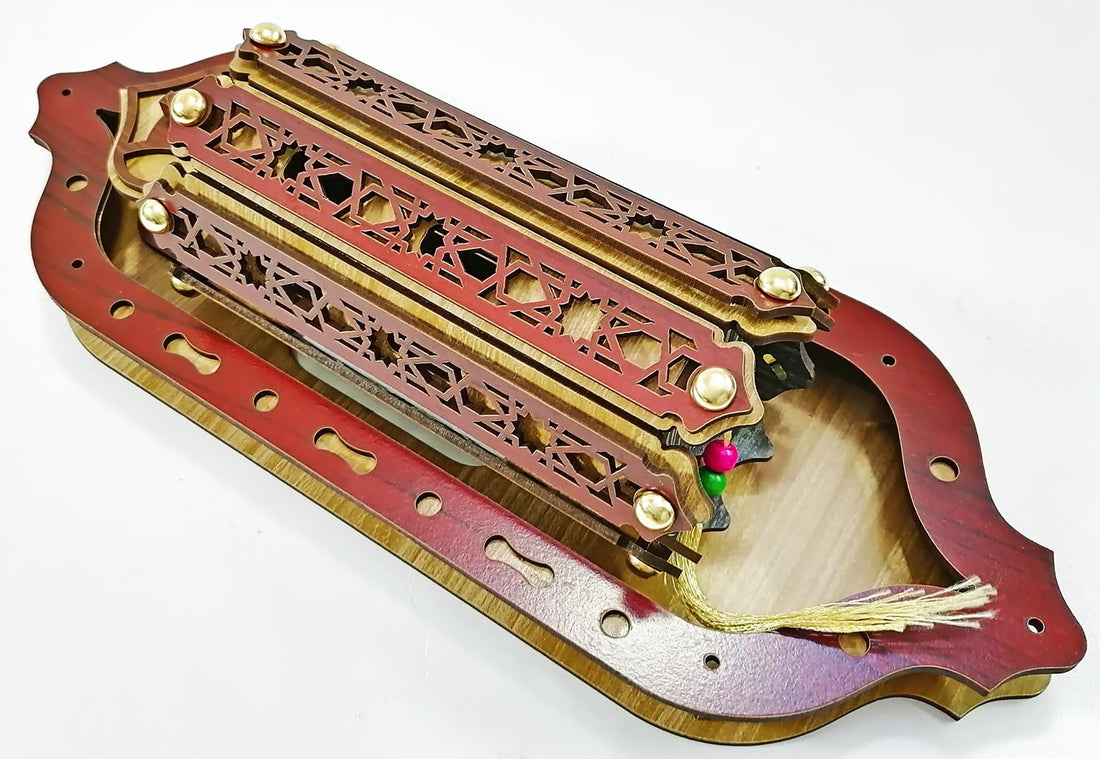 Arabesque Incense Burner Wall Hanging Decorative Decorative Wood Rectangular Shape Brown Red Beige