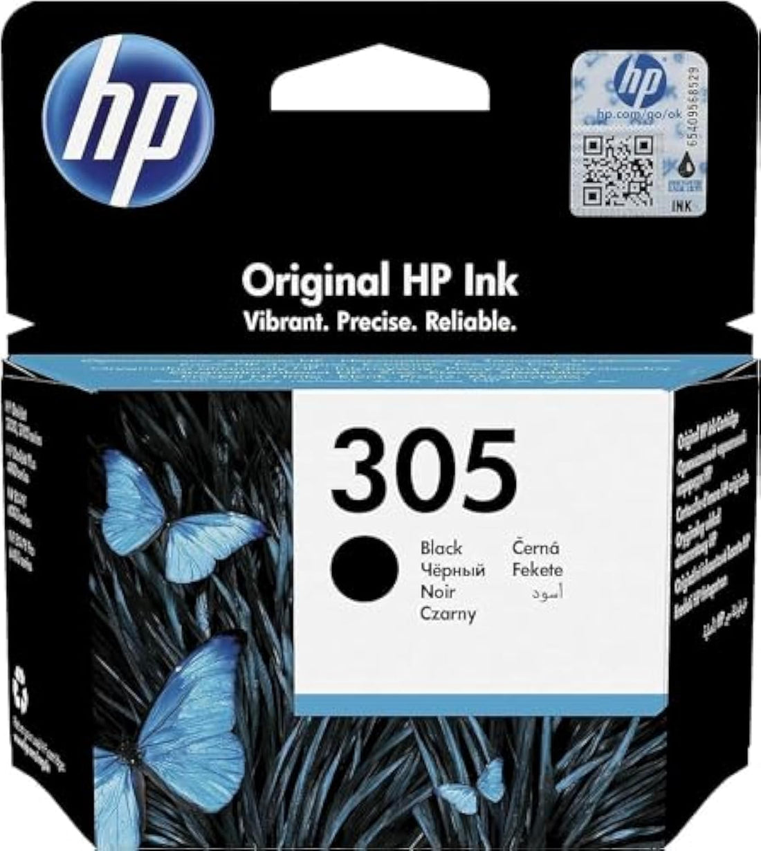 HP 305 Black Original Ink Cartridge 305, Standard, W125916837 (Cartridge 305, Standard Yield, Pigment-Based Ink, 120 Pages, 1 Piece, Single Pack)