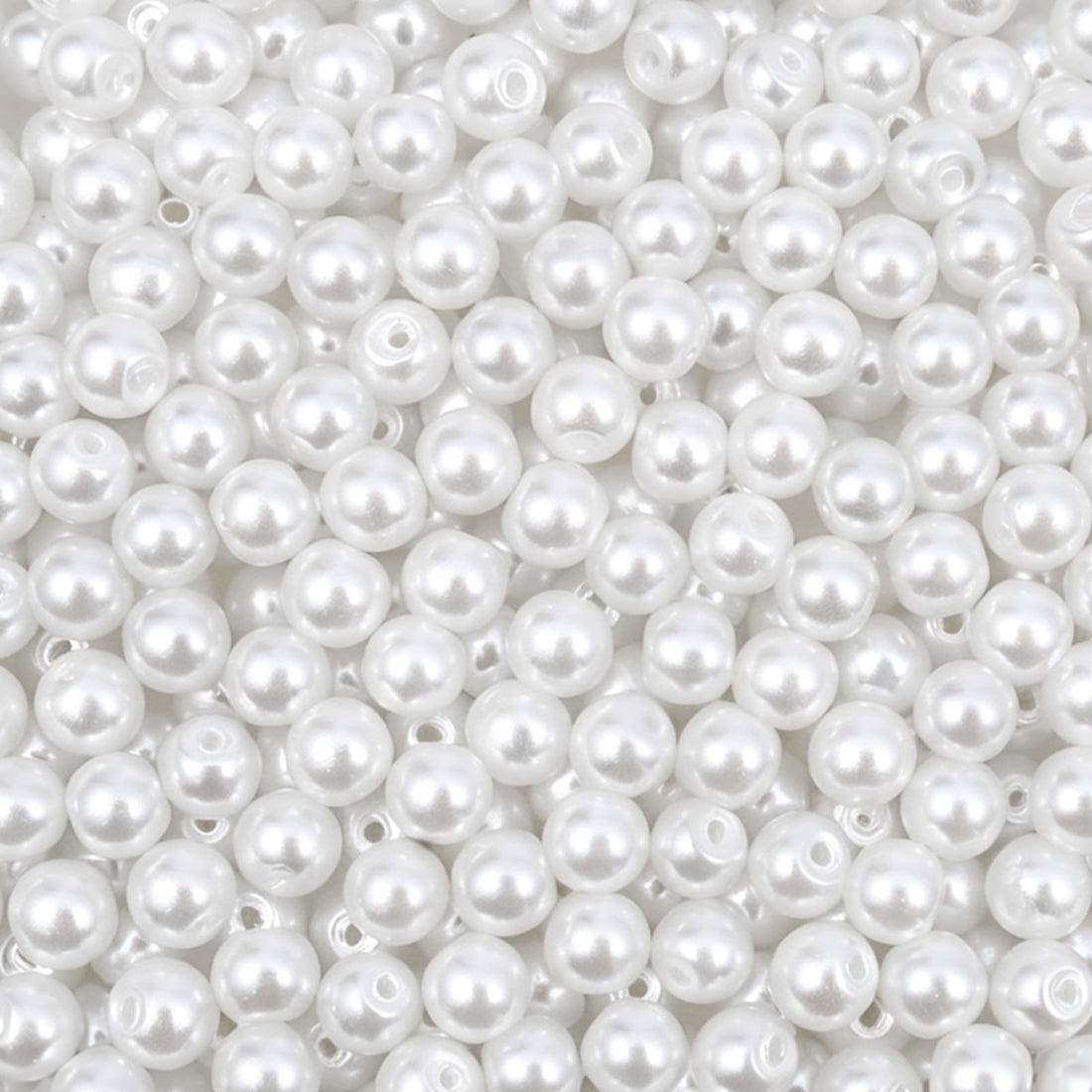 TOAOB THE ONE AND ONLY BABY 500 x Round Glass Beads with White Pearlescent Beads 6 mm for DIY Crafts Necklaces Bracelets Earrings Jewellery Making