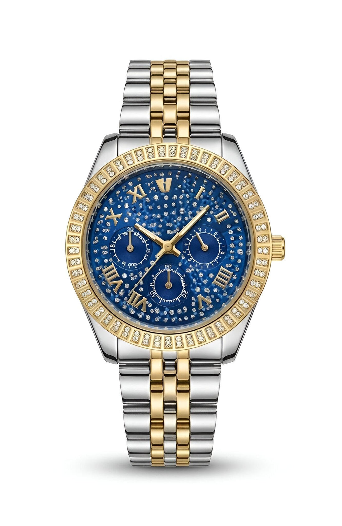 Stylish Women's Watch - Multi-Function Dial with Crystals, Stainless Steel Strap, Classic Roman Numerals, Perfect Accessory for Celebrations and Gift Ideas