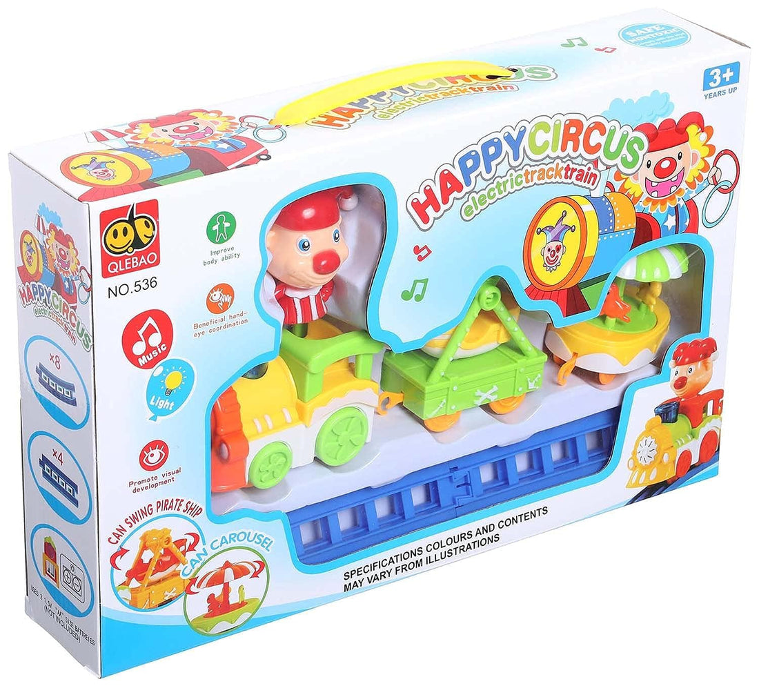 Qlebao Happy Circus Electric Track Train boy toys, girl toys, birthday gift, Christmas gift, growth, fun, for kids.