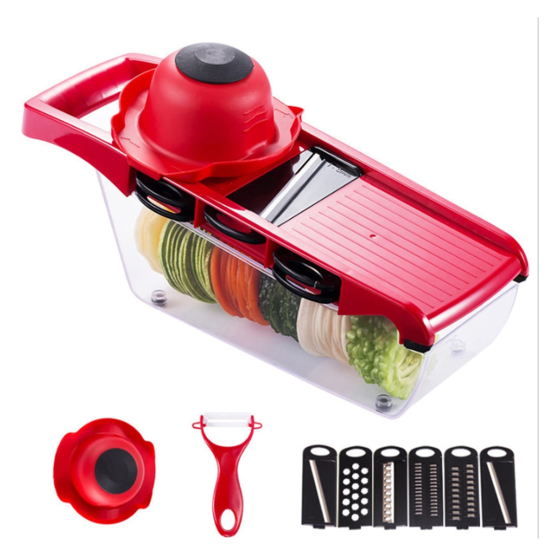 Vegetable Choppers,6 Interchangeable Blades Set With Food Container And Peeler,Kitchen Mandoline Food Cutter,for Onion Carrot Potato Tomato Cheese Fruit Sliver Grater Shredder Fruit Julienne