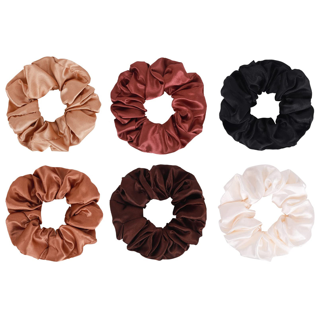 6 Pcs Silk Scrunchies for Women Girls - Soft Hair Scrunchies for Thick & Thin Hair, Ponytail Holder Elastic Bands - Frizz Prevention for Straight, Curly & Long Hair (C)