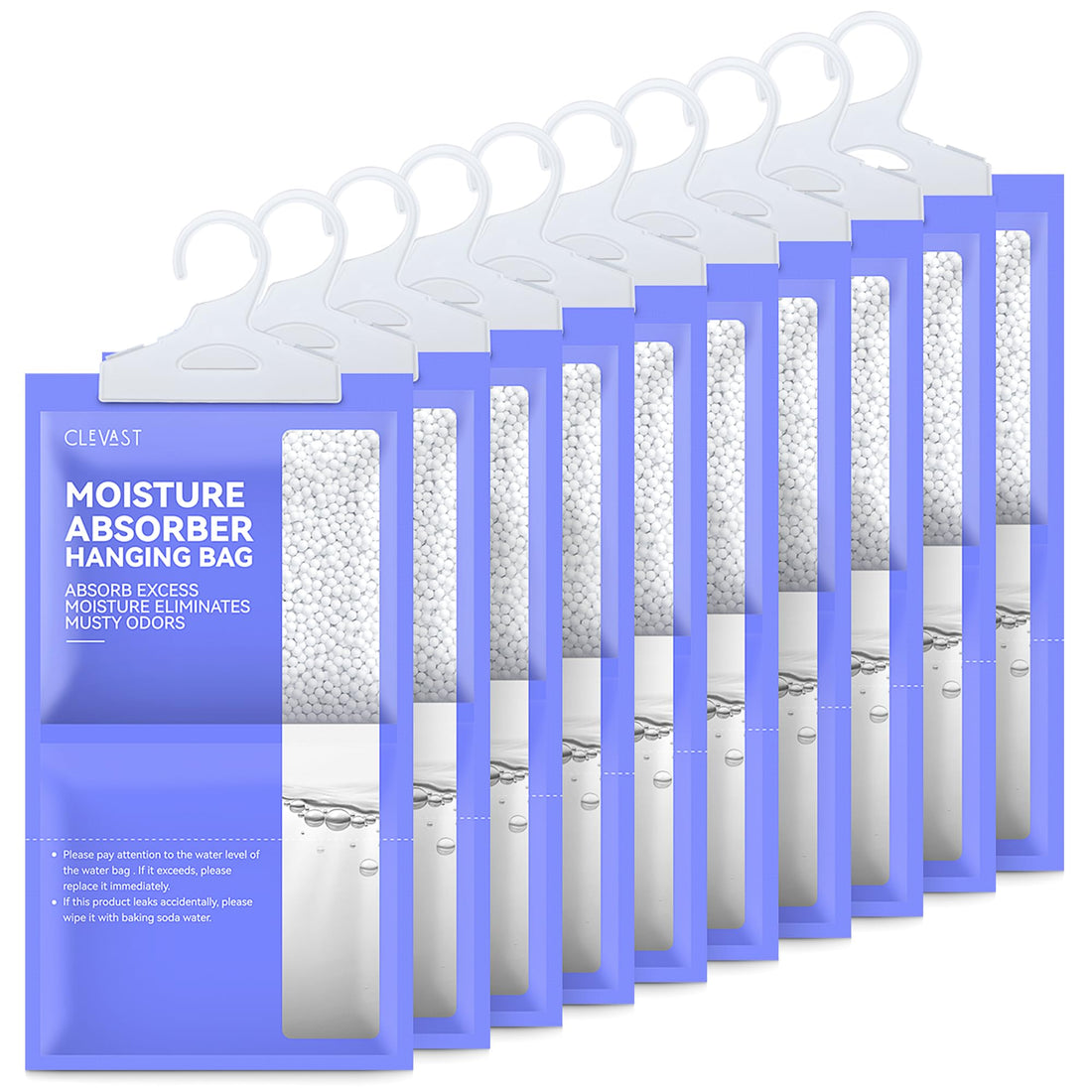 CLEVAST Moisture Absorbers Packets (230g/pack) - 10 Pack, Hanging Closet Dehumidifier Bags, Desiccant, Closet Dehumidifiers with Fragrance Free
