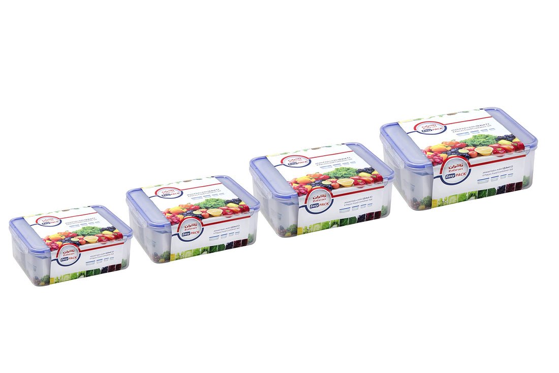 Zahran Food Container Set With Lock, 4 Pieces, Size 4 L, Purple / Clear - 6000514