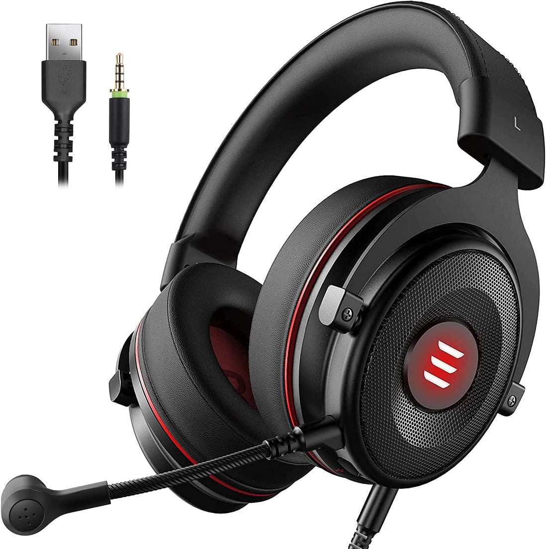 EKSA E900 Pro Gamer Headset PS4 with 7.1 Surround Sound, Gaming Headset, USB and 3.5 mm Port, Noise Cancelling Microphone, Audio Gamer Headset for PS5, PS4, Switch, Xbox One, PC, Computer, Smartphone