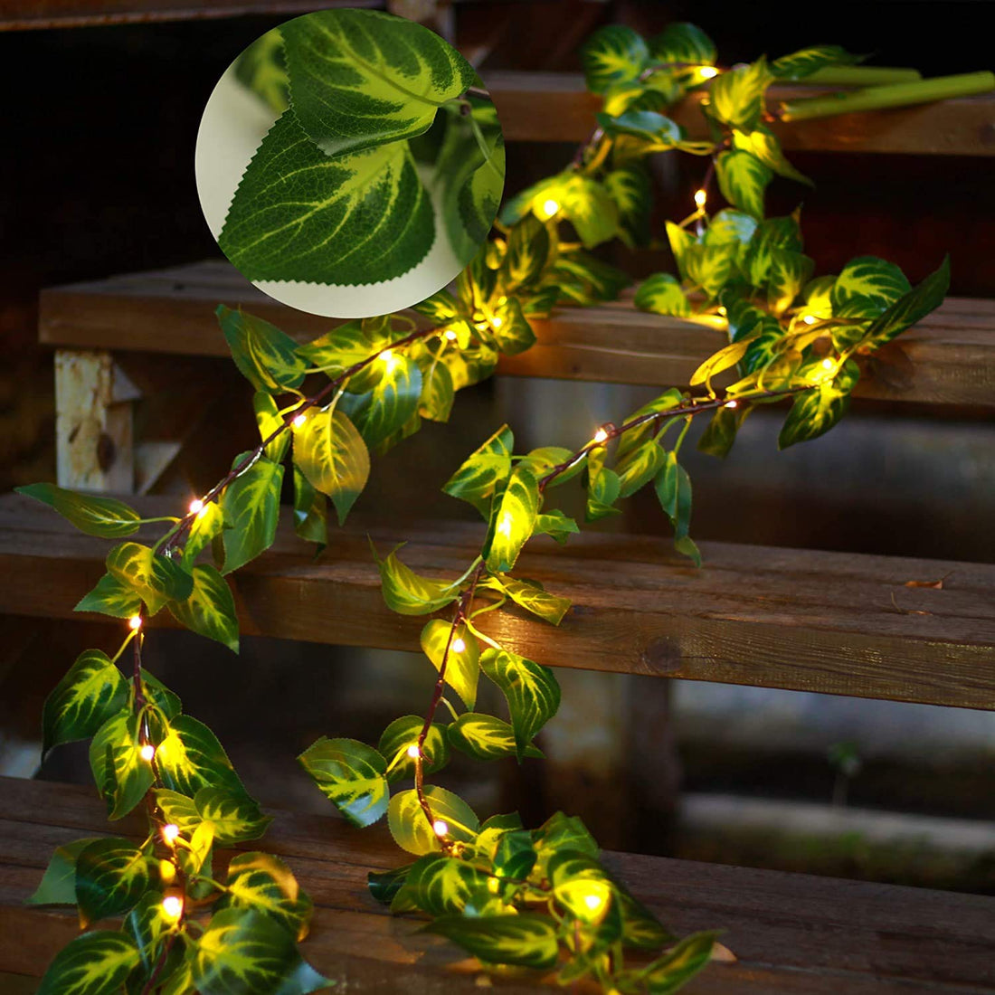 Wonka YJFWAL Vine Lights,Vine with Fairy Lights 7 Mode 6.5ft 30 LED Battery Operated Timer Function Leaf String Lights for Home Kitchen Garden Office Wall Party Wedding (Warm White)
