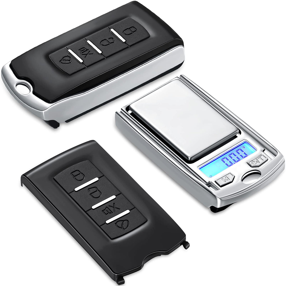Frienda Mini Portable Gram Scale 200g/0.01g Digital Pocket Car Key Shape Electronic With Battery for Jewelry, Food (1 Piece)