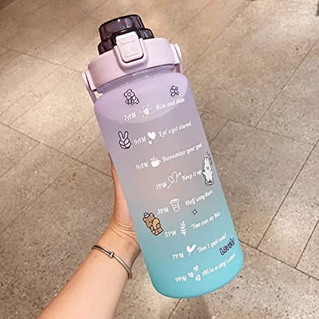 Leakproof Tritran BPA-free Water Bottle with Motivational Time Marker for Fitness and Outdoor Sport Free - 1.5L