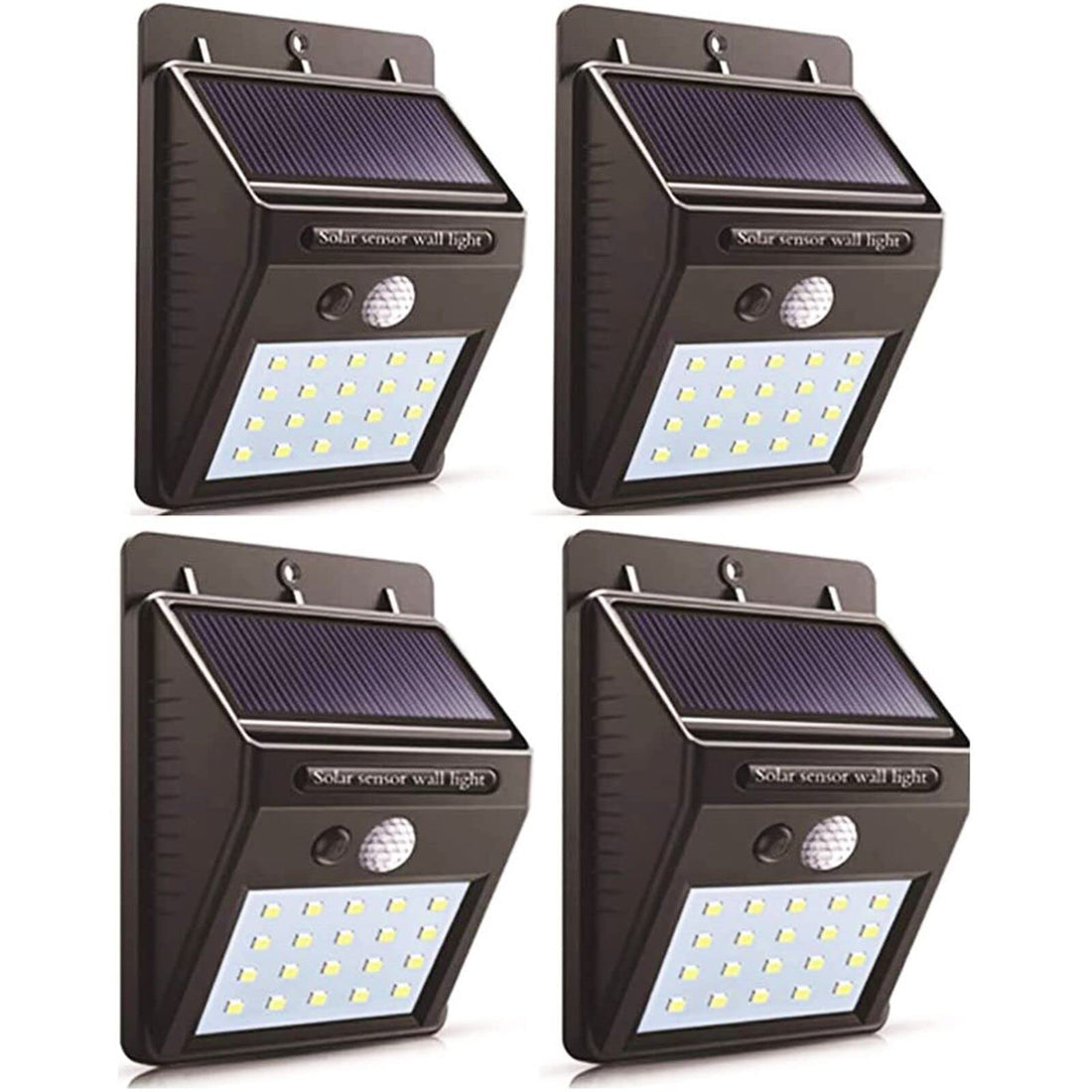 XVZ Solar Lights for Outdoors, Pack of 4 Outdoor Wall Lights with Motion Sensor with 3 Lighting Modes, Waterproof Solar Wall Light for Garden, Front Door, Yard, Garage, Fence, Deck