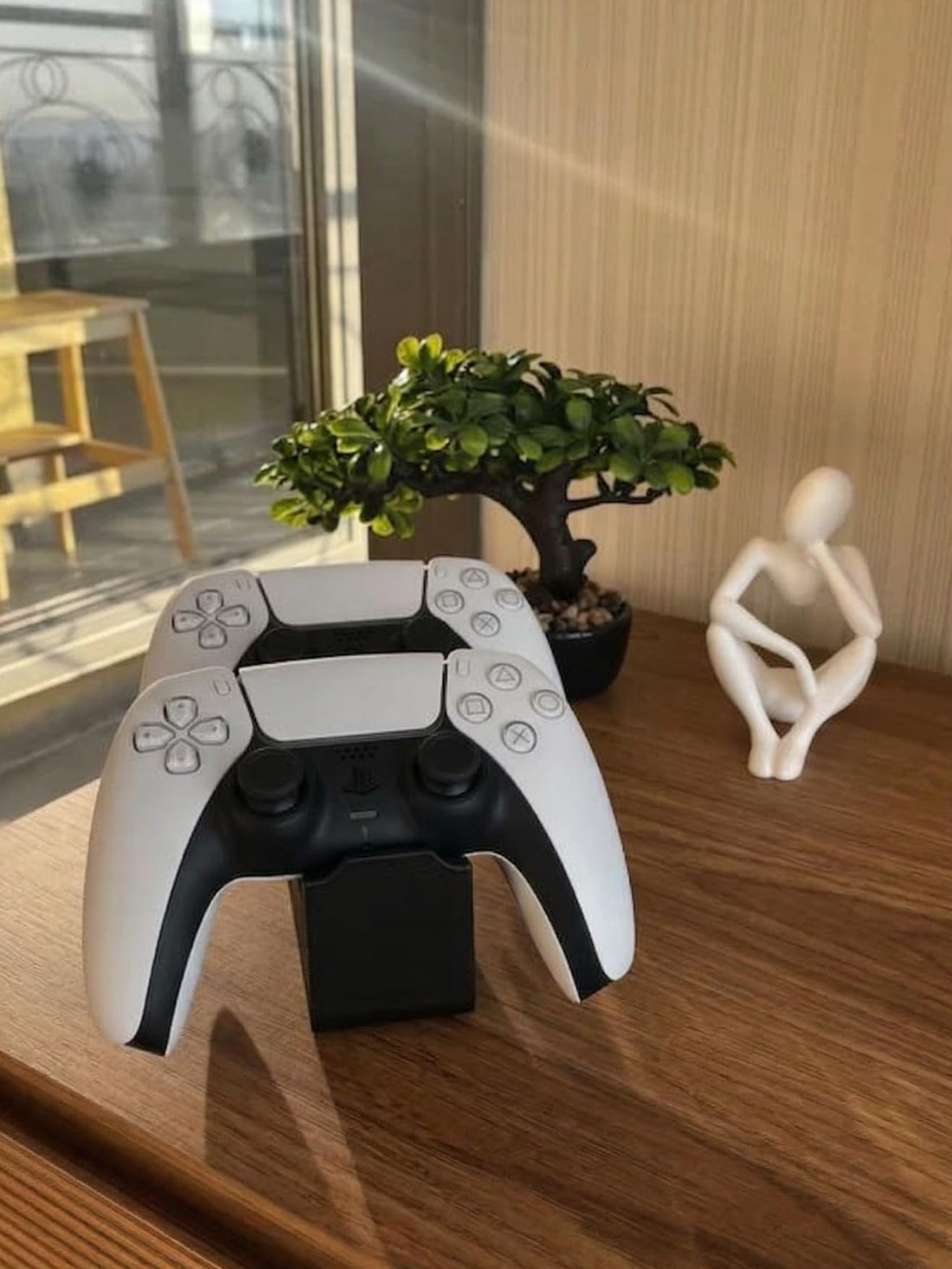 Universal Dual Controller Stand Compatible with PS5/PS4/Xbox – Minimalist Gaming Desk Accessory - 3D Printed Premium Finish (Black)