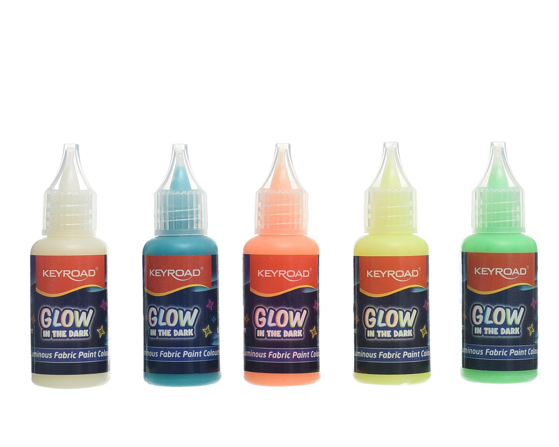 Keyroad Fabric Paint Fluorescent 5 Colors 20ml Model KR973289 – High-Adhesion Textile Paint Set Perfect for Customizing Clothes, Shoes, and Accessories with Lasting Finish