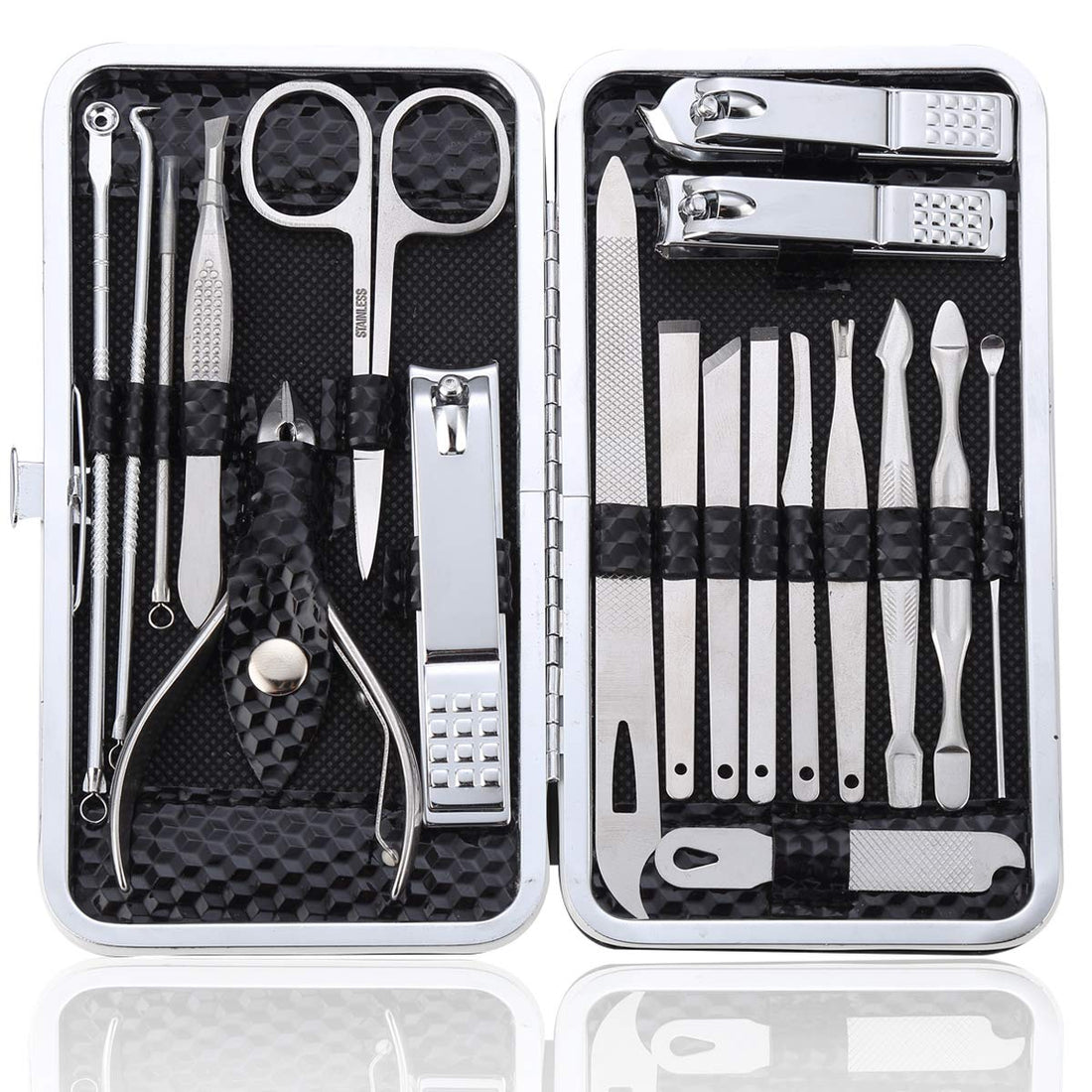 Manicure Set Pedicure Kit Womens Nail Clippers Set 32 in 1 Professional Grooming Care Tools Nail Kit Including Facial, Fingernails and Toenails Care with Travel Case Women (Red_7 Pieces)