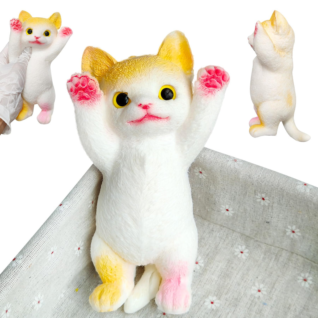 Taba Squishy Cat Stress Relief Squeeze Toy Cats Shaped Squishy Toys Big for Adults Kids Decompression Sensory Toys Stress Relieving Toy Gifts (Large Yellow)