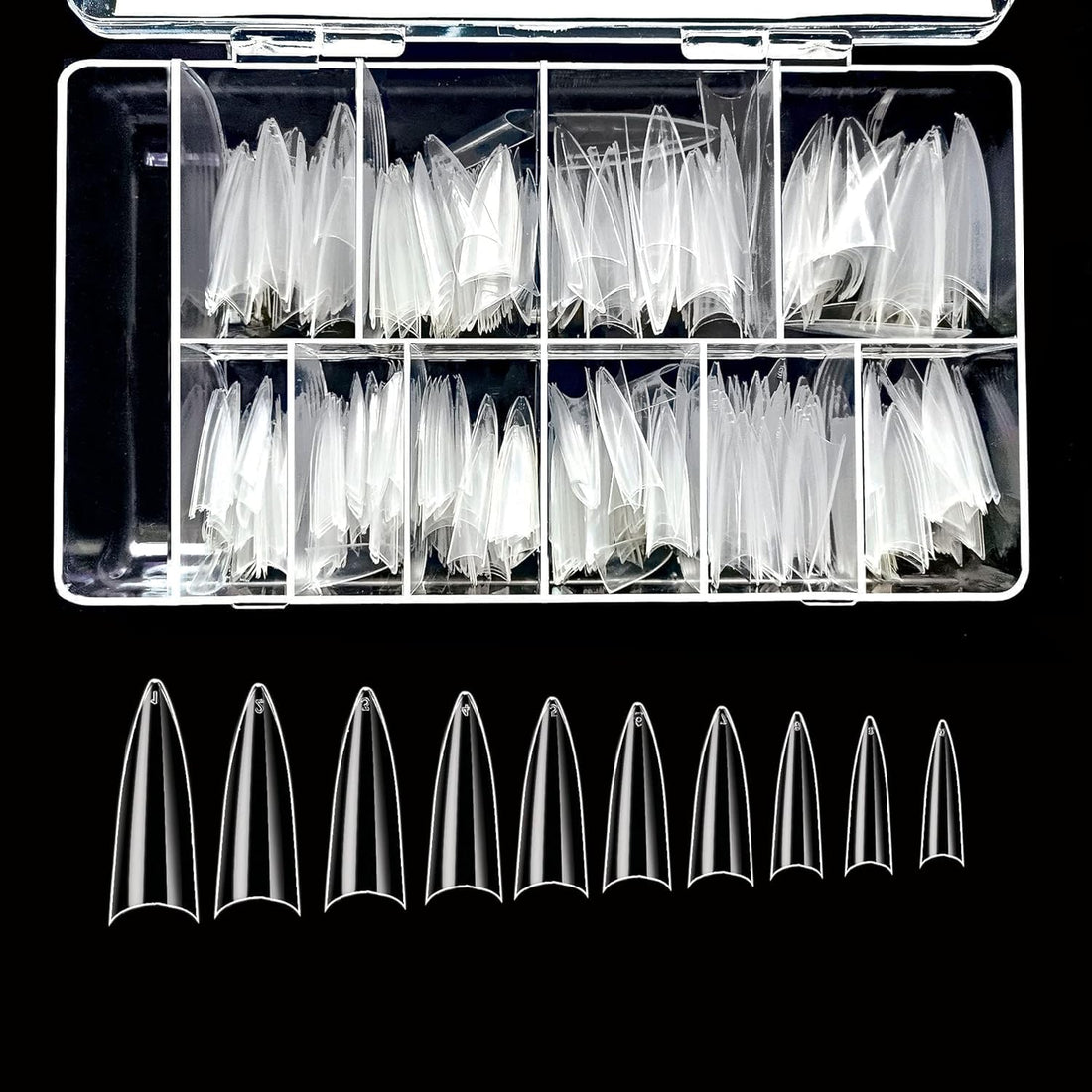500pcs Acrylic Medium Long Stiletto Nail Tips Easy Coffin Nails Sharp False Nail Art Tips For Nails Salon (Clear)