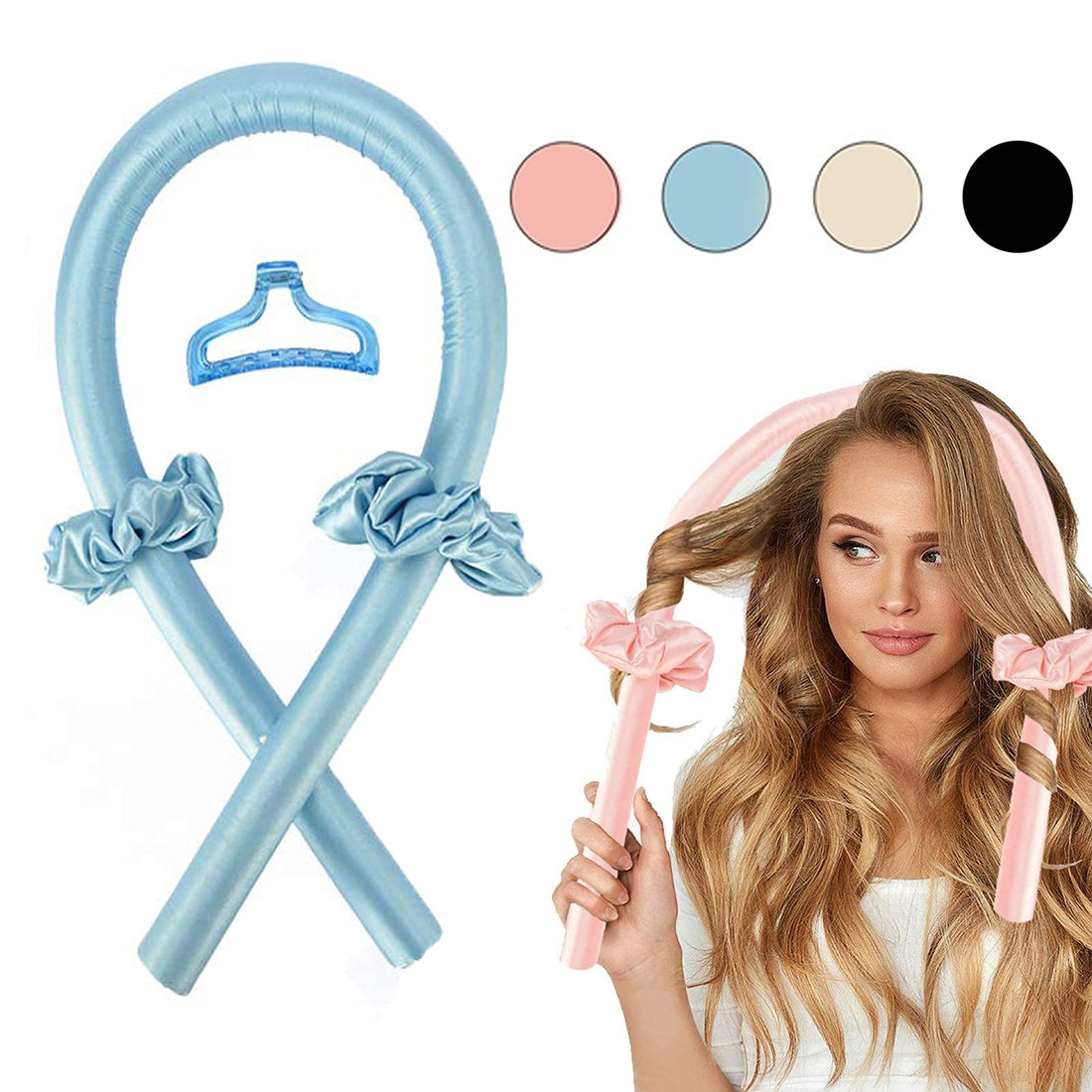 Tik Tok Heatless Hair Curlers for Long Hair,Heatless Curling Rod Headband,No Heat Curlers You Can to Sleep in Overnight,Heatless Curls Headband,Soft Foam Hair Rollers for Natural Hair(Blue)