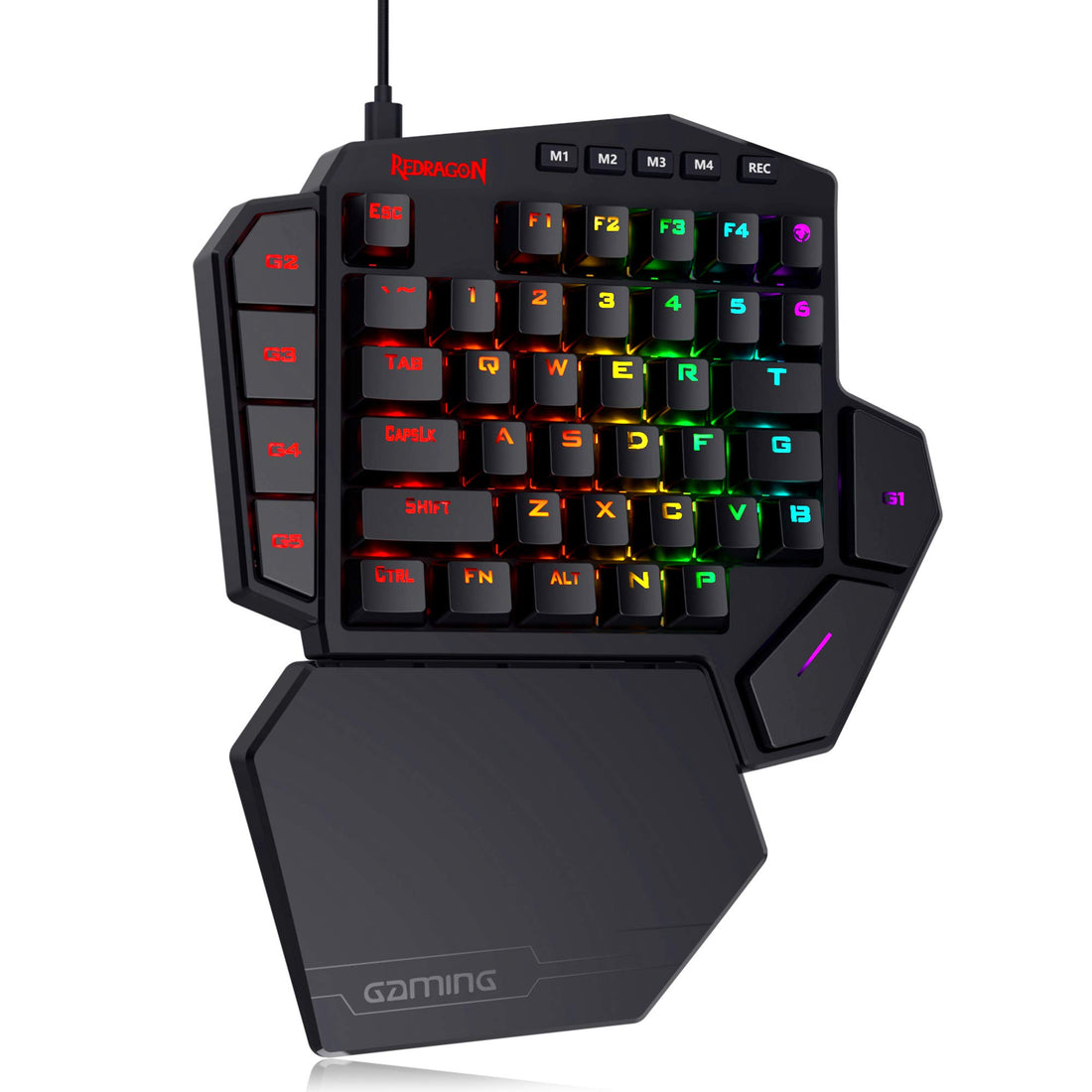 Redragon K585 DITI RGB One-Handed Mechanical Gaming Keyboard - Blue Switches - 42 Keys -7 Onboard Macro Keys - Detachable Wrist Rest,Black