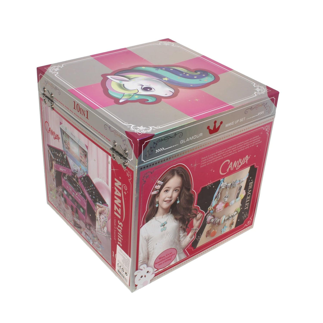 NANZI Stylist Glamour Jewelry & Makeup Set (10 in 1) – Luxury Cube Design