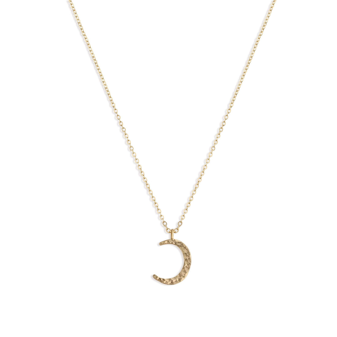 LOYATA Moon Pendant Necklace, 14K Gold Plated Coin Pendant Necklace New Moon Crescent Moon Full Moon Open Circle Hammered Pendant Necklaces for Women