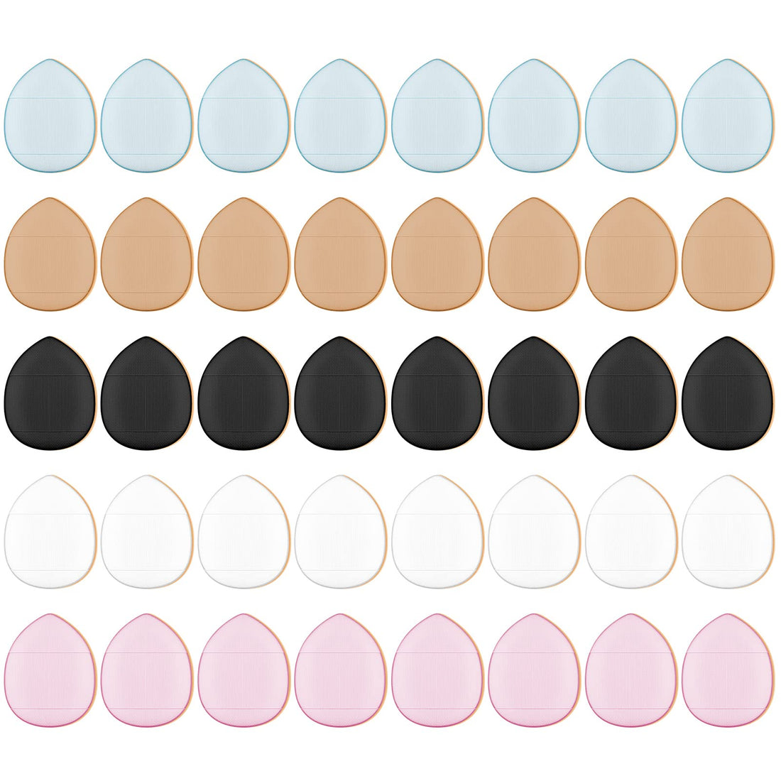 Jspupifip 40 Pcs Finger Puff Bulk, Mini Makeup Puff Set, Soft Finger Sponges Powder Puff Pads Beauty Cosmetic Makeup Tools for Foundation, Under Eye, Cream, Concealer, Eye Shadow(5 Colors)