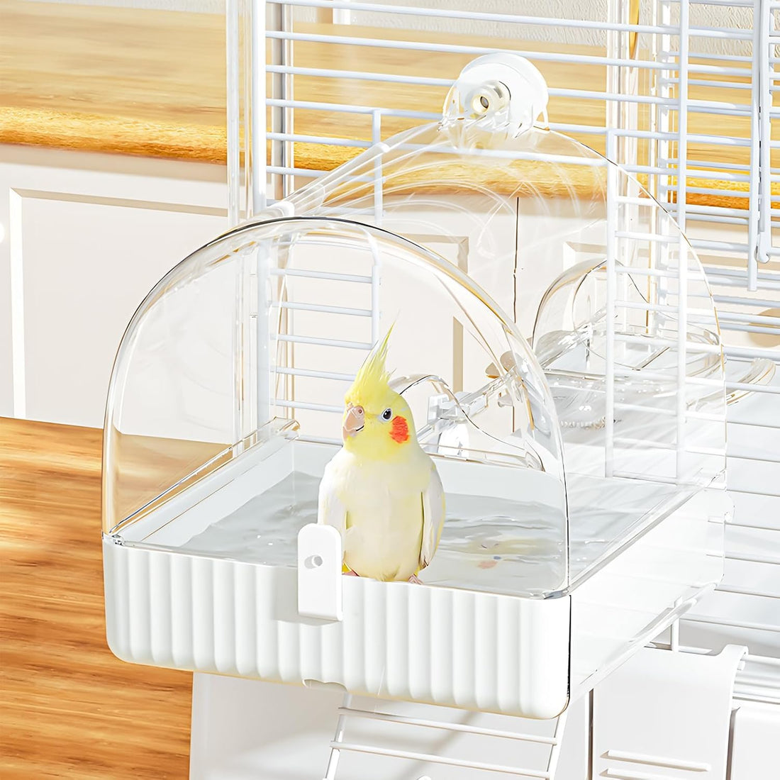 Oasisgalore Bird Bath for Cage,parrot Outdoor Cage Holder Accessories 3 in 1 Multifunction Birds Food Bowl Stand وعاء ماء للطيور