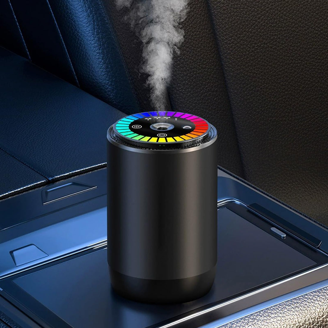 Smart Car Air Freshener with LED Rhythm Light, 50ML Fragrance Diffuser, Intelligent Vibration Sensor, Auto On/Off, Battery Operated Car Aroma Device