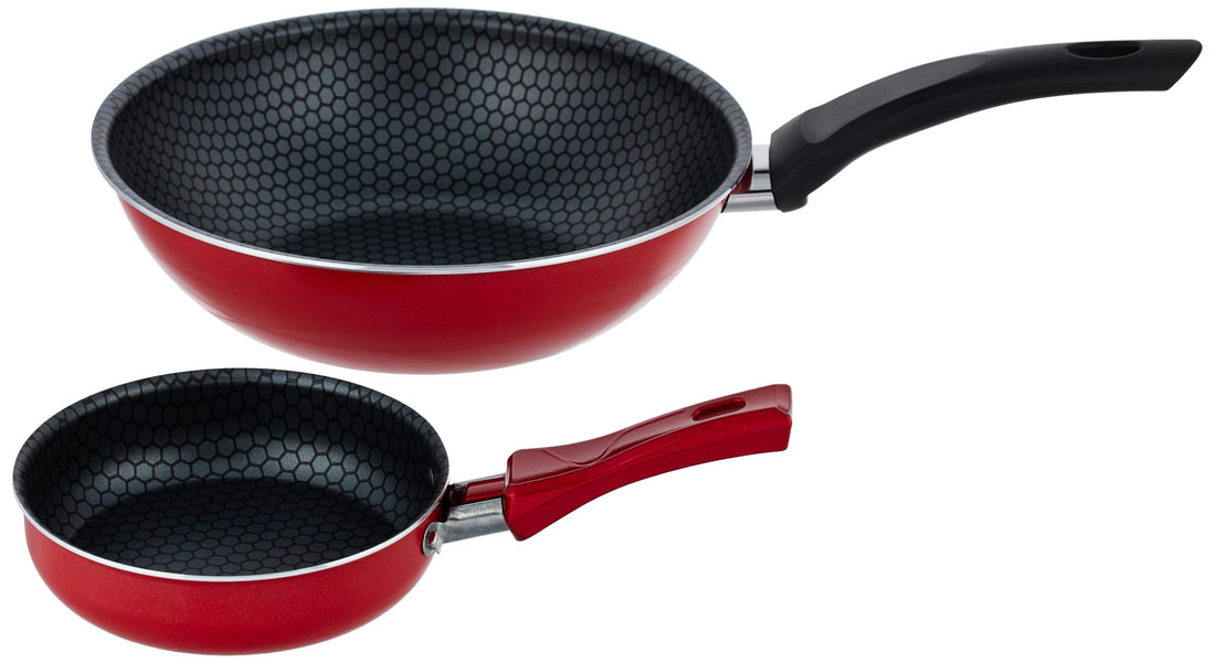 Trueval Teflon Frying pan set consisting of 2 practical sizes, 24 deep and 14 regular