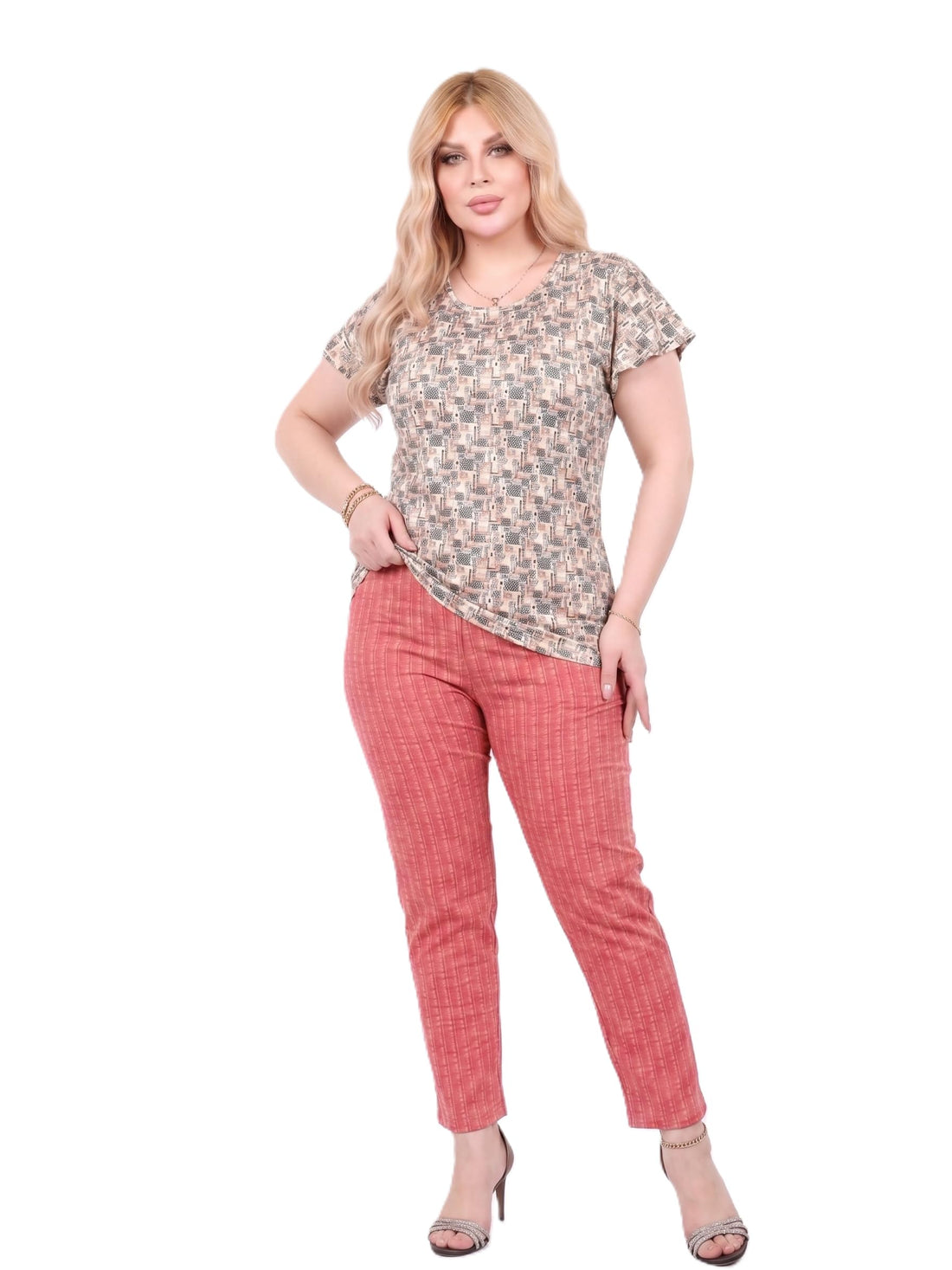 Sundos Home Wear Pure Cotton Lycra Pajamas 2 Piece Comfortable Stylish Home Wear - Code 5023-60 to 90 kg
