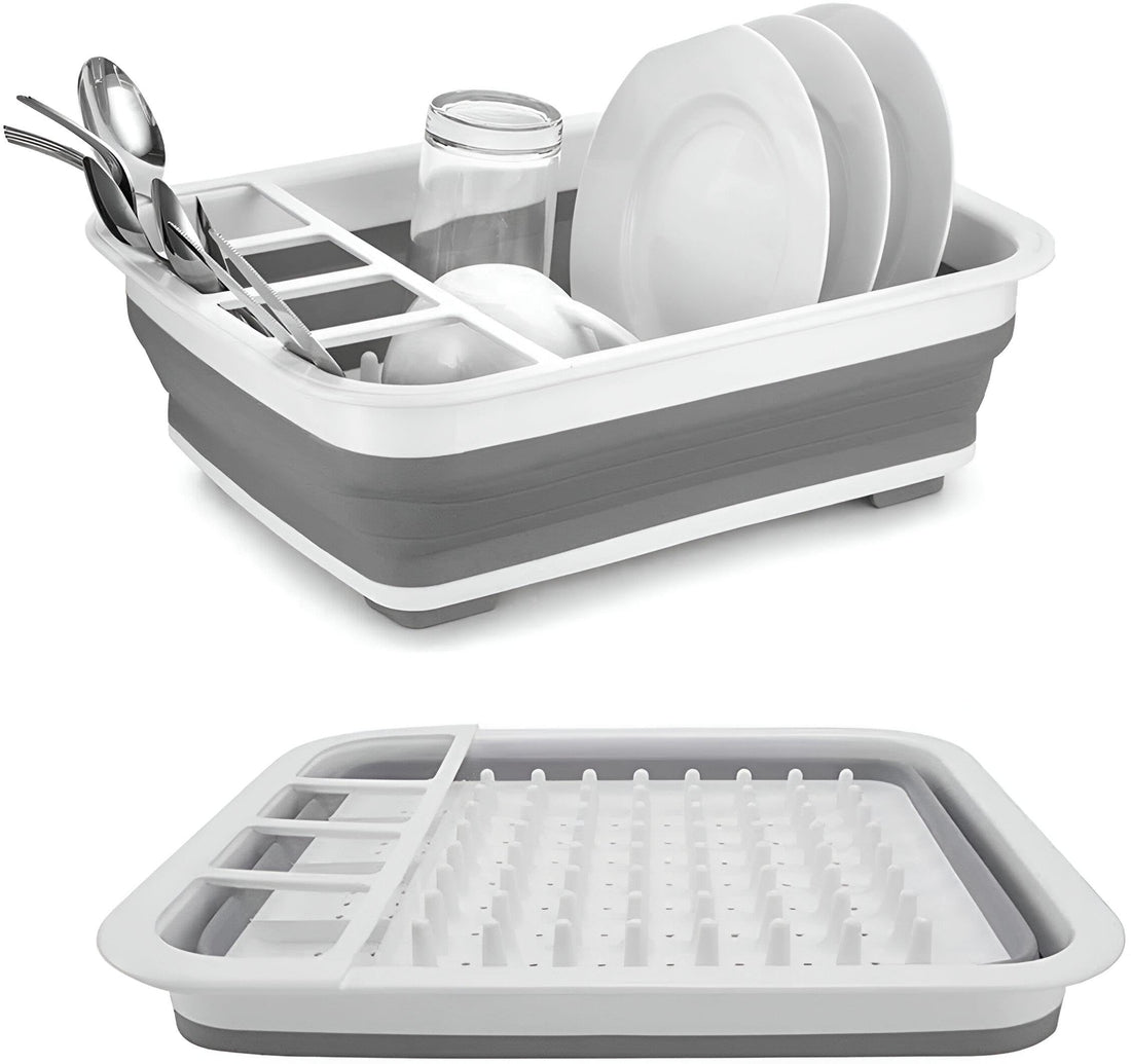 Foldable Dish Drying Rack - Silicone Multi-Function Kitchen Storage Tray for Plates, Cups, and Utensils, Lightweight and Compact Design