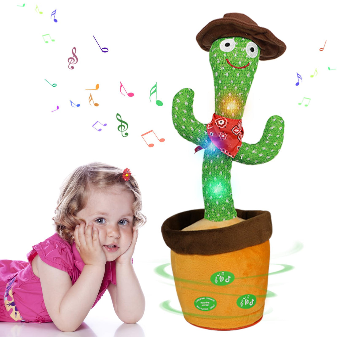 GHAZAL Dancing and Repeating Cactus with Volume Control Function, Lightweight Plush Doll Repeat What Is Said Baby Encourage Word Toys Gifts and Home Decoration