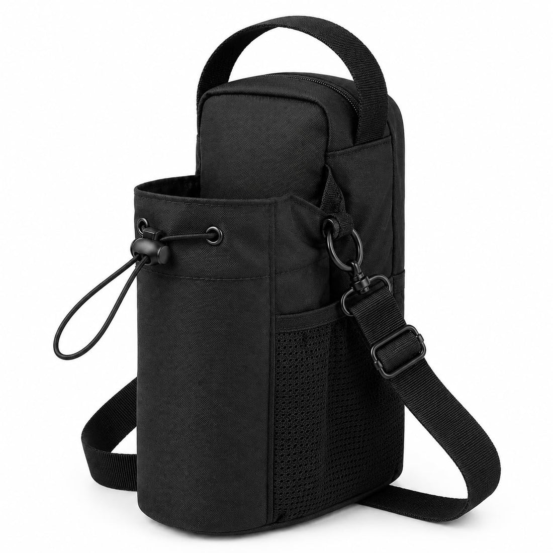 Water Bottle Bag with Magnetic Holder, Heavy-Duty Gym Bottle Carrier with Shoulder Strap, Phone and Keys Pockets for Men and Women, BB-607