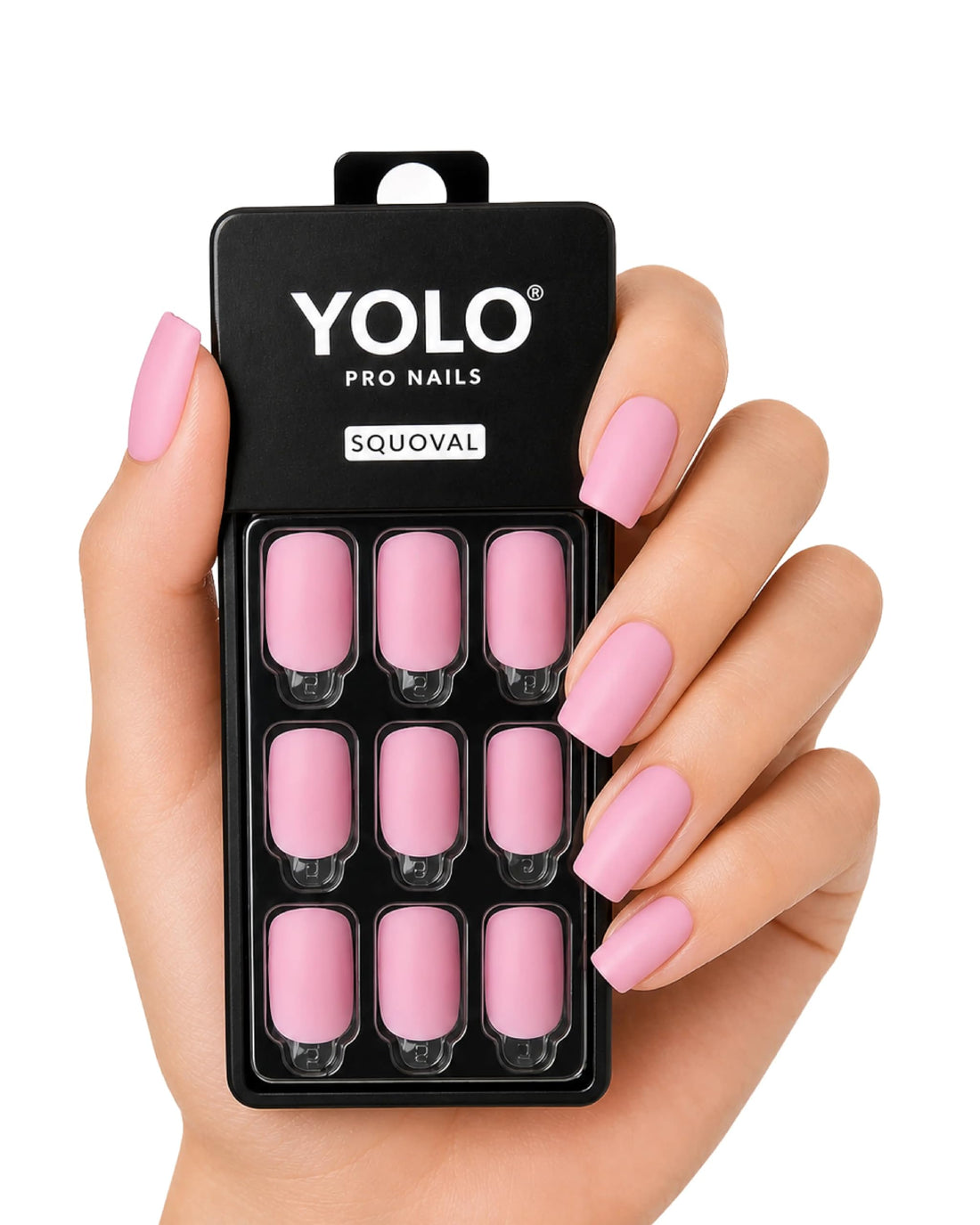 YOLO SS-117-Rosie Pro Nails Squoval Short Shape Press-On Nail Kit, Rosie