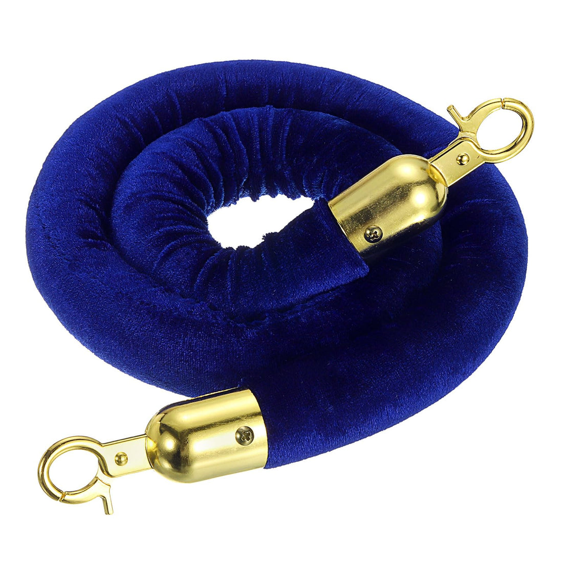 PATIKIL 3.3 Feet Blue Velvet Stanchion Rope, Crowd Control Barrier Rope with Snap Hooks for Posts Stands Queue Divider of Hotel Theater, Golden