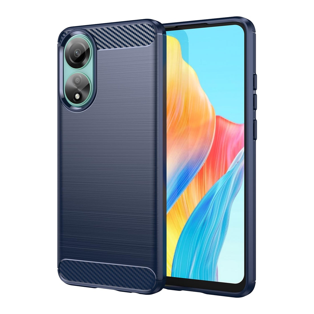 FASCINATION phone case compitable with oppo Reno 8T 5G Carbon Silicone Case Original Flexible Slim Enhanced Durable Anti-Shock Protector for oppo Reno 8T 5G (Blue)