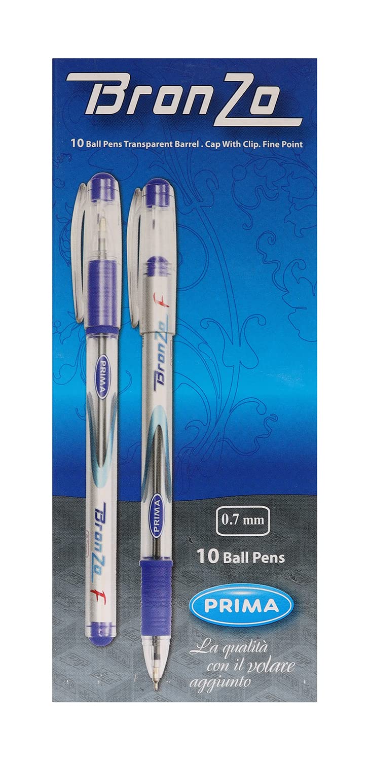 Prima bron zo ball pen 0.7 mm transperant barrel pack of 10 pcs. - blue
